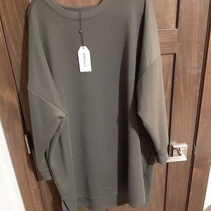 Universal Standard Size L (22-24) Rosie sweatshirt dress in moss green.